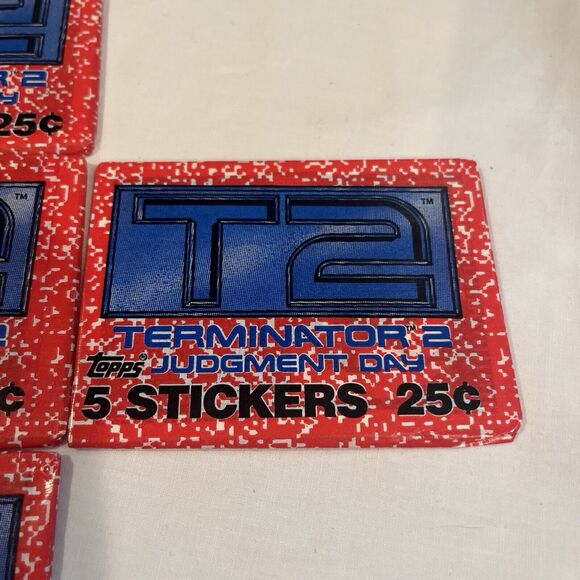 7 Terminator 2, Judgment Day, Movie Stickers, Sealed Wax Packs Of 5, Topps 1991 - Picture 2 of 4